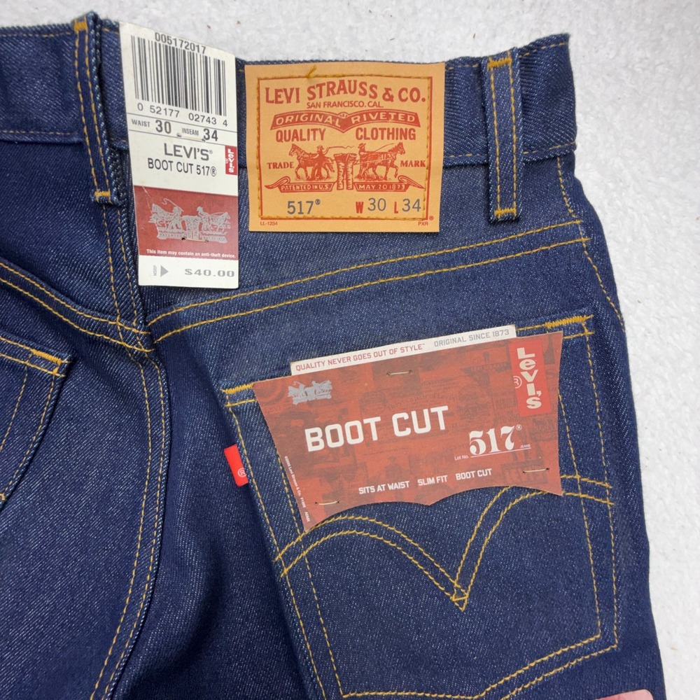Levis 517 Boot Cut Jeans Mens 30x34 Dark Wash Indigo Stretch Denim 00517-2017